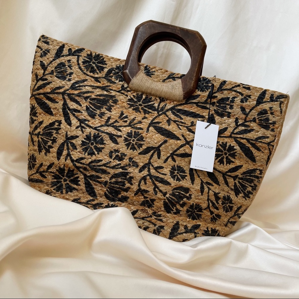 Summer French Basket Bag — Natural/Navy - Picture 7 of 11